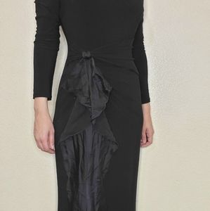 Ralph Lauren 8 black gown stretch V-back slit